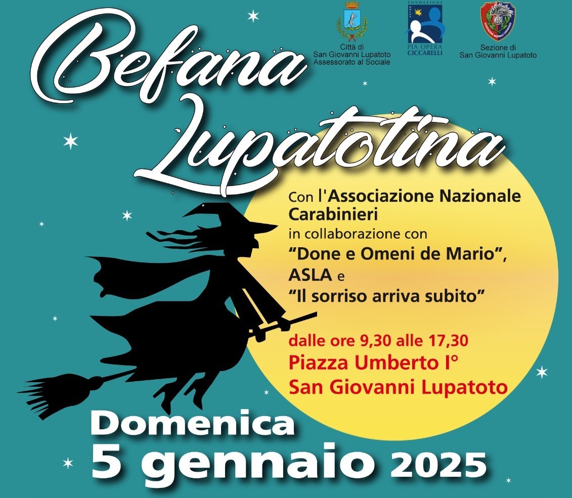 San Giovanni Lupatoto, domenica 5 gennaio arriva la Befana in piazza Umberto